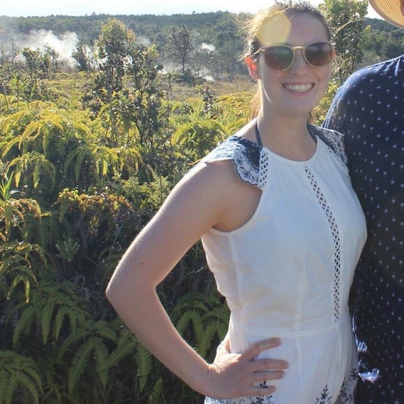 Ivory and Navy Lace Romper - Picture 3 of 3